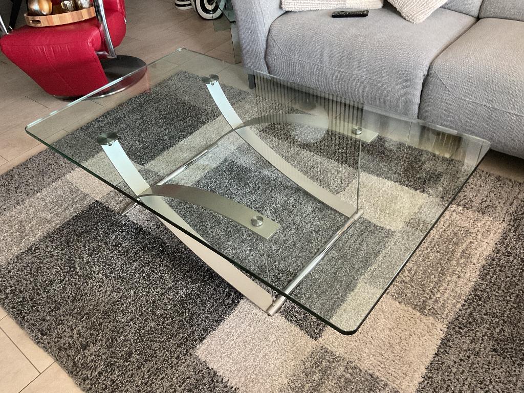 Salontafel, Gebruikt, 100 tot 150 cm, Glas, Minder dan 50 cm