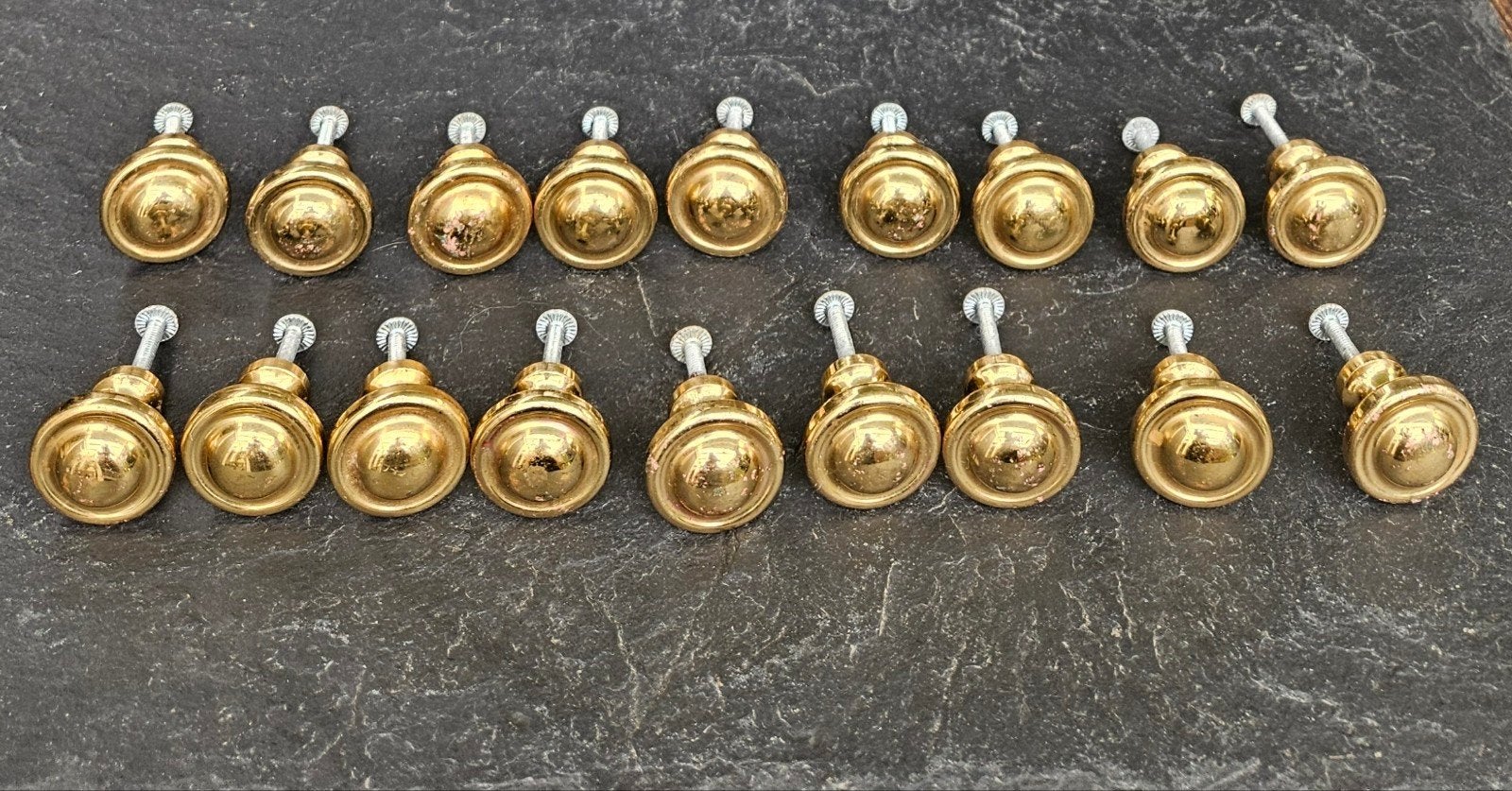 18 vintage messing kastknoppen – Ø 3 cm, Ophalen of Verzenden, Gebruikt, Koper of Messing, Overige typen