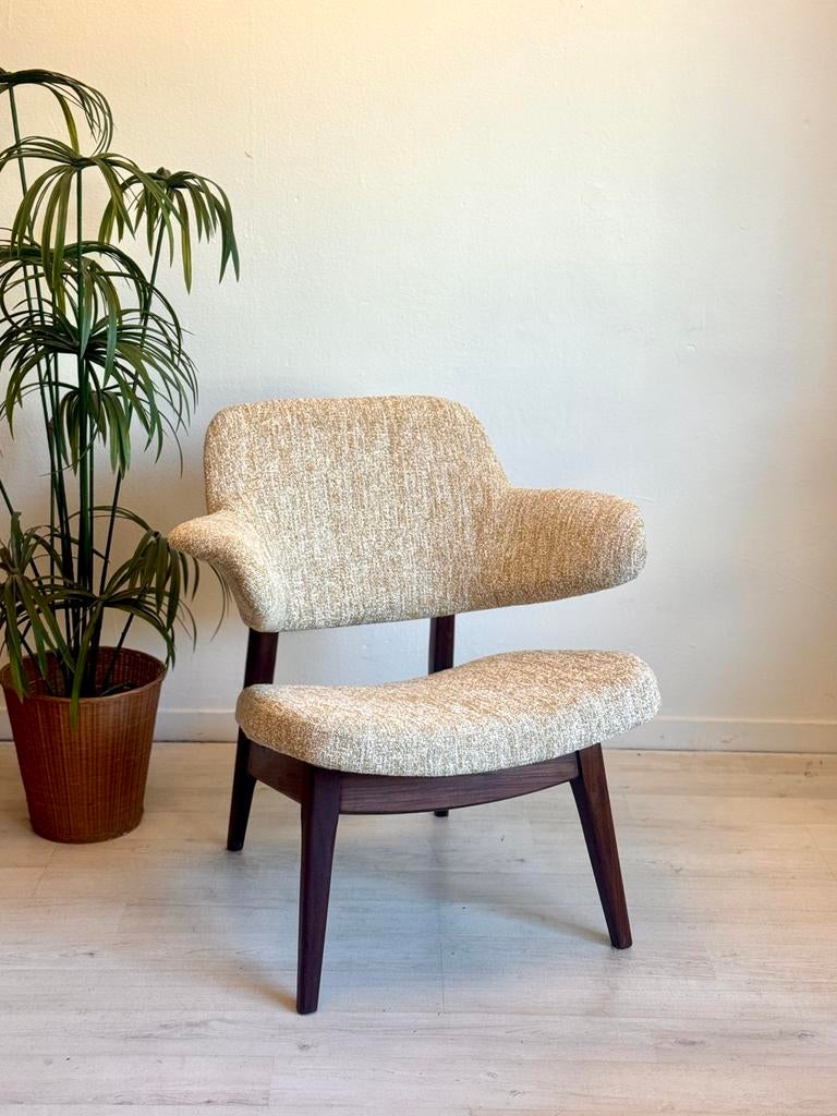 Vintage fauteuil Louis Van Teeffelen jaren 60, Ophalen, Minder dan 75 cm, Vintage midcentury, Zo goed als nieuw