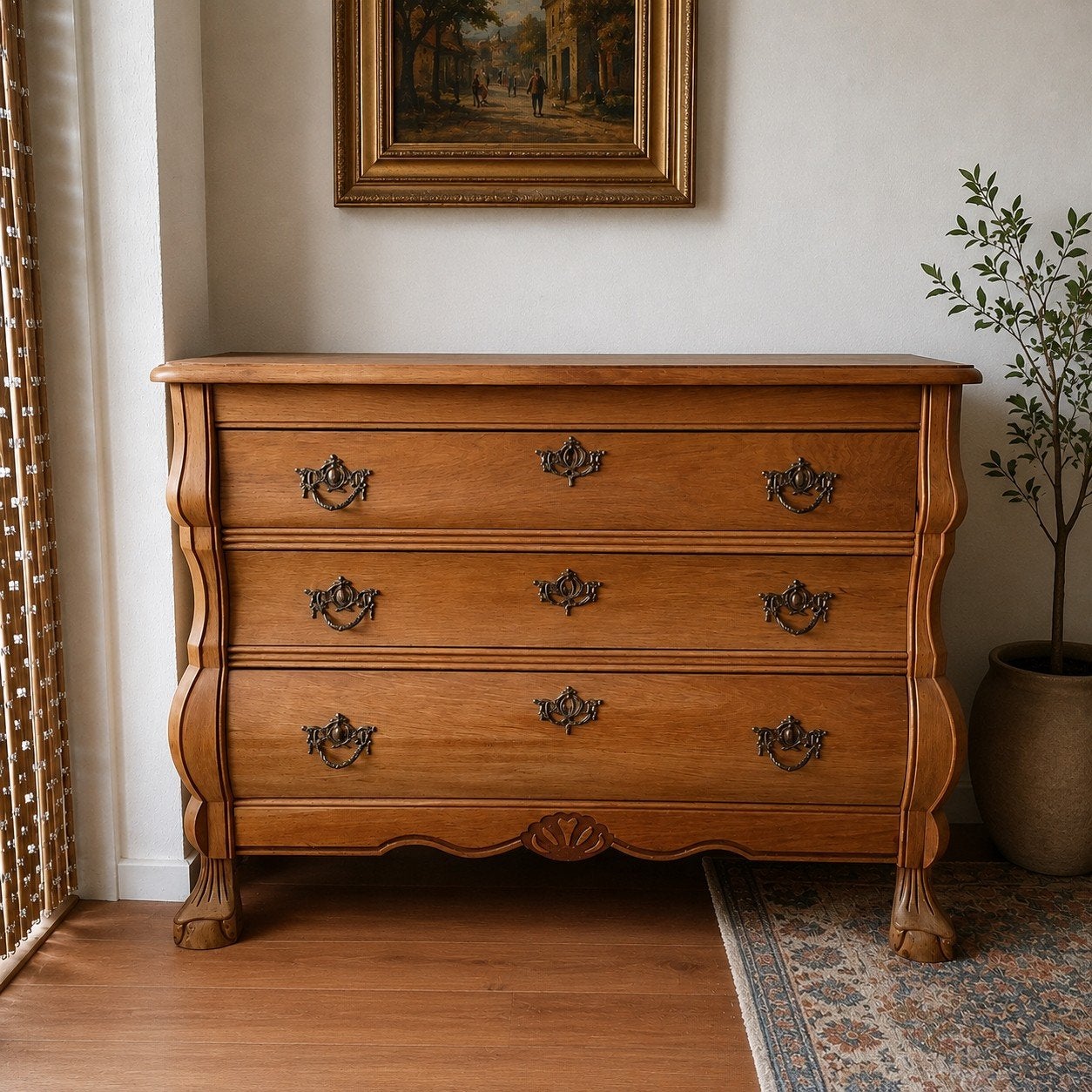 Antieke Eiken Commode met 3 Laden - Klassiek Design, Antiek en Kunst, Ophalen