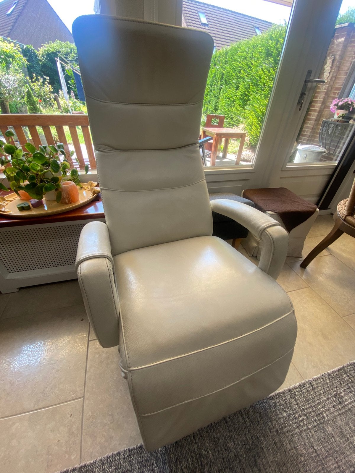 Lederen relaxstoel, Huis en Inrichting, Fauteuils, Ophalen, Gebruikt, Minder dan 75 cm, 50 tot 75 cm
