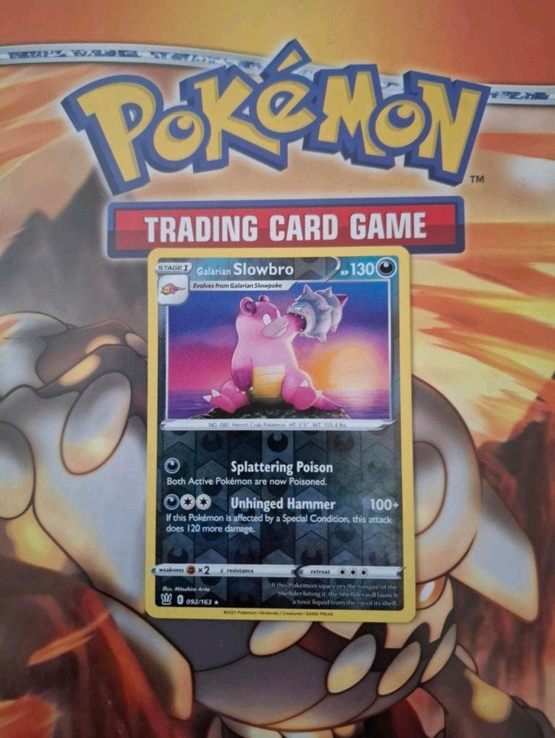 Galarian slowbro 092/163 Sword&Shield Battle Styles reverse, Ophalen of Verzenden, Zo goed als nieuw, Losse kaart, Foil
