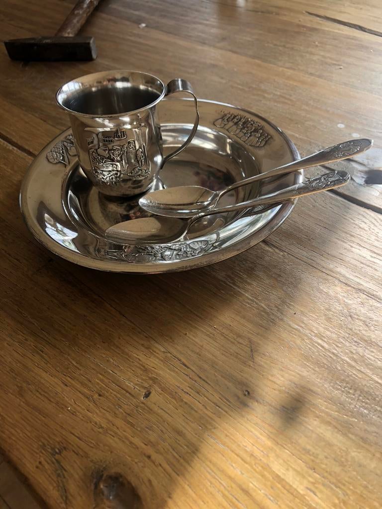 Verzilverd Gero kinder servies, Ophalen of Verzenden