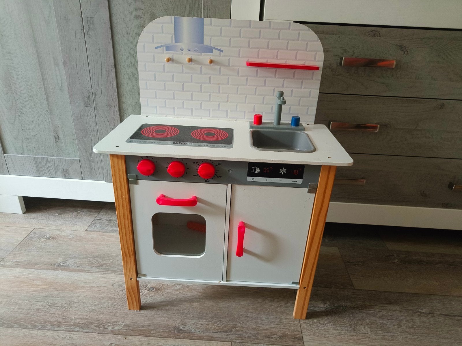 Houten Speelkeuken met Oven en Kookplaat lidl, Ophalen, Zo goed als nieuw, Hout, Speelkeuken