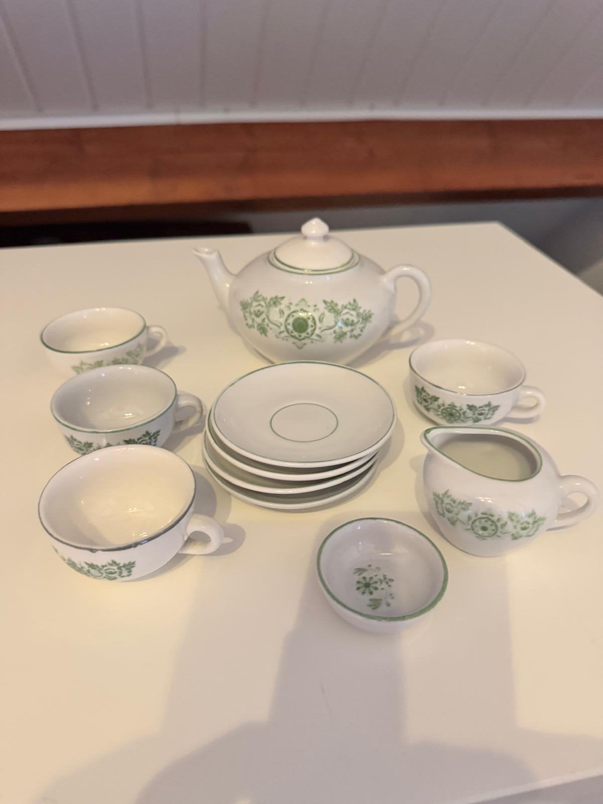 Vintage Douwe Egberts Kinderserviesje - Groen/Wit - Gaaf, Kinderen en Baby's, Speelgoed | Overig, Ophalen of Verzenden, Zo goed als nieuw