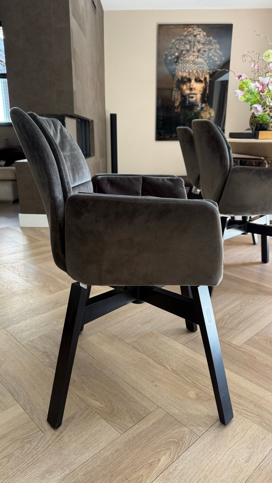 6 Prachtige eetkamerstoelen merk Mood, Ophalen, Overige kleuren, Zo goed als nieuw, Stof