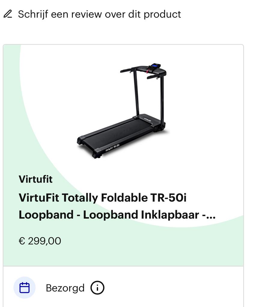 Virtufit TR-50i Loopband Inklapbaar, Sport en Fitness, Fitnessapparatuur, Gebruikt, Loopband, Benen, Metaal, Ophalen