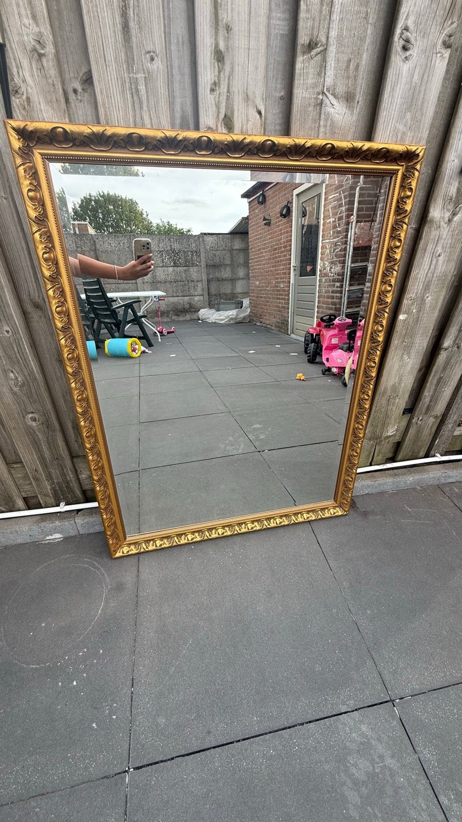 Grote spiegel met gouden barok lijst, Huis en Inrichting, Woonaccessoires | Spiegels, Ophalen, Gebruikt, 100 tot 150 cm, 100 tot 125 cm