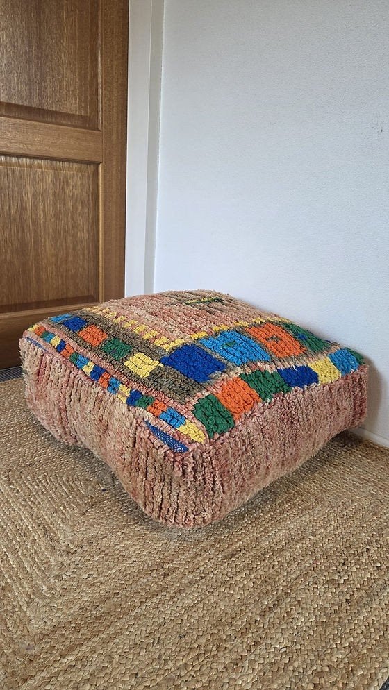 Marokkaanse vintage berber poef, poefs marokko, Ophalen of Verzenden, Nieuw, 50 tot 75 cm, 50 tot 75 cm