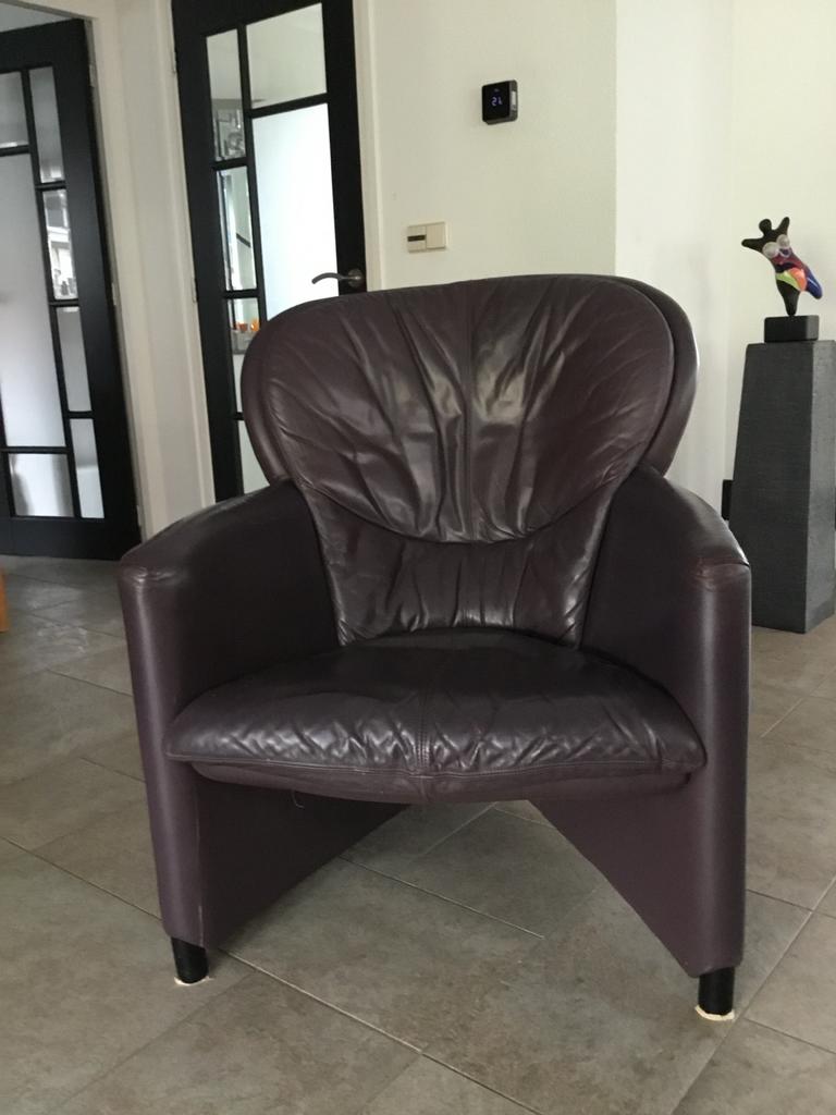 leren fauteuil leolux kleur aubergine, Ophalen, Gebruikt, Overige kleuren, Design