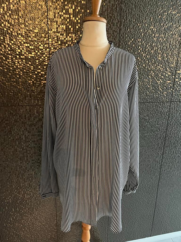 Max Volmàry zijden blouse 44 zwart wit gestreept, Kleding | Dames, Ophalen of Verzenden, Zo goed als nieuw, Maat 46/48 (XL) of groter
