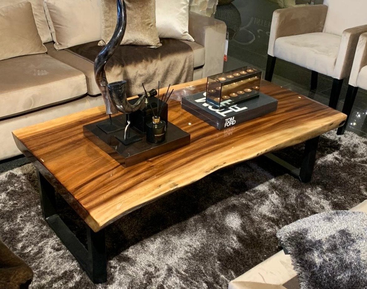 Prachtige massief houten epoxy salontafel, Ophalen, 100 tot 150 cm, 50 tot 100 cm, Zo goed als nieuw