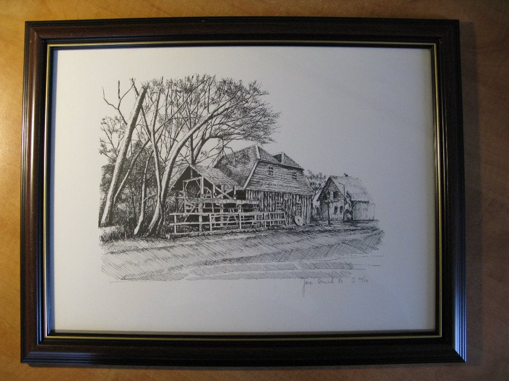 ets Jac. Strick Genneper watermolen Gestel Eindhoven, Ophalen of Verzenden, 36 cm, 1950 - 1999, Ets