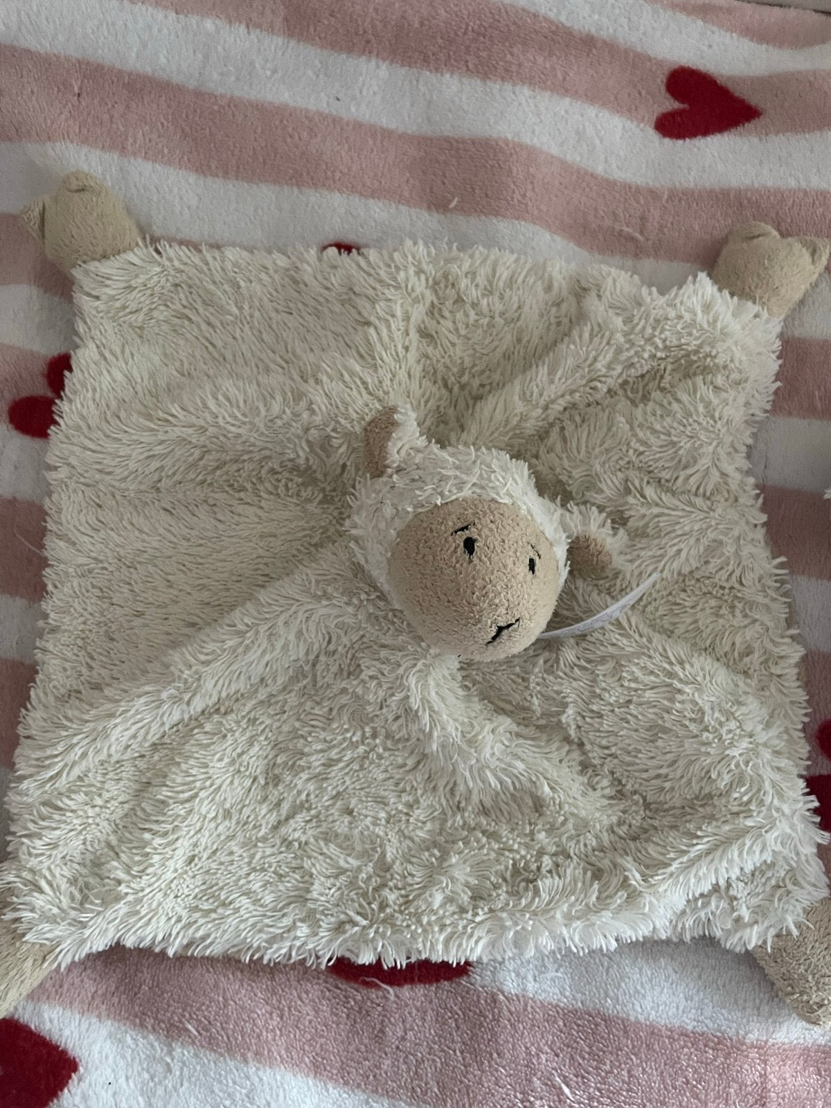 Schattig wit lammetje knuffeldoekje, Gebruikt, Overige merken, Overige karakters, Ophalen of Verzenden