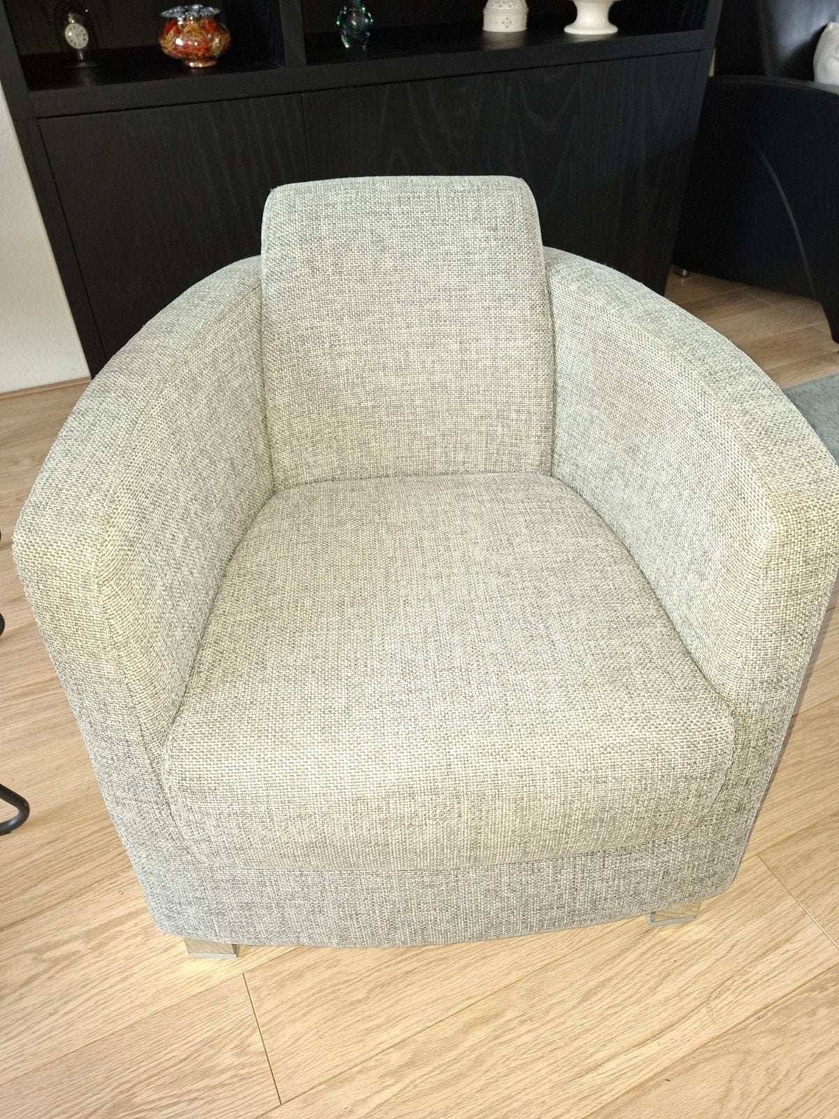 Comfortabele grijze fauteuil montel, Huis en Inrichting, Ophalen, Gebruikt, 75 tot 100 cm, 50 tot 75 cm