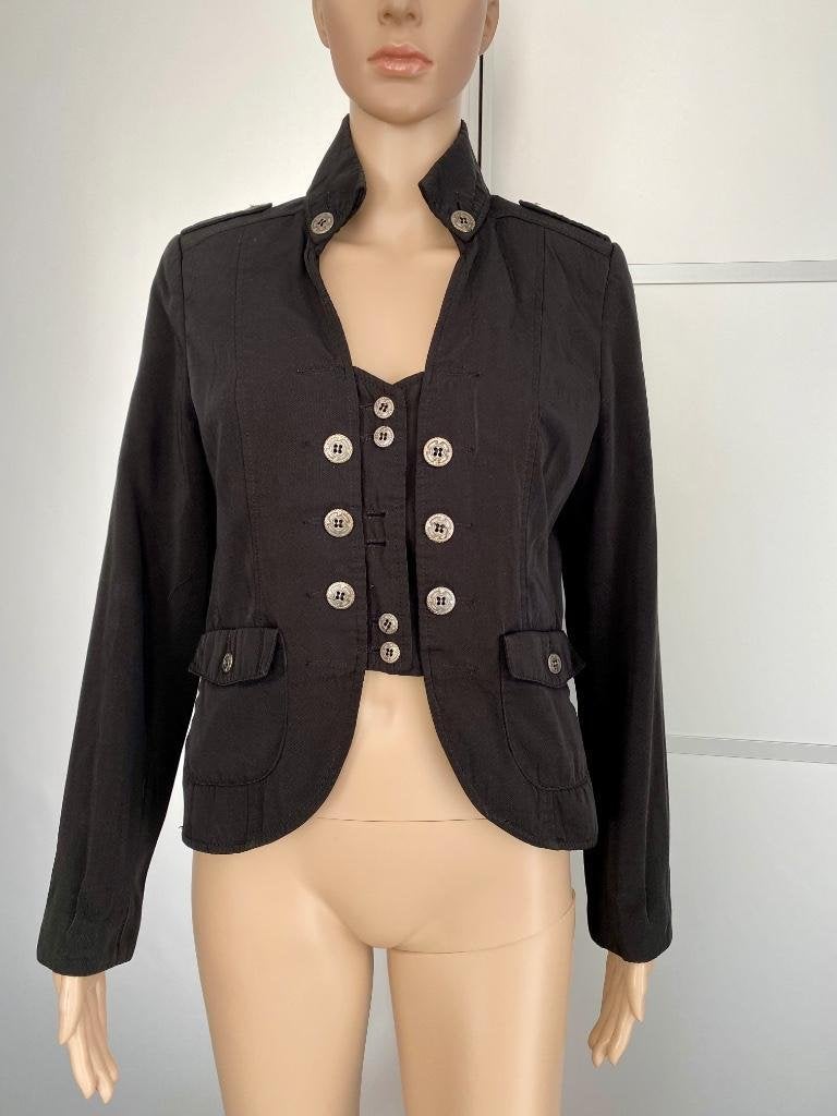 G638 Laura di Sarpi mt. 38=M Napoleon jasje blazer colbert, Maat 38/40 (M), Zwart, Ophalen of Verzenden, Zo goed als nieuw