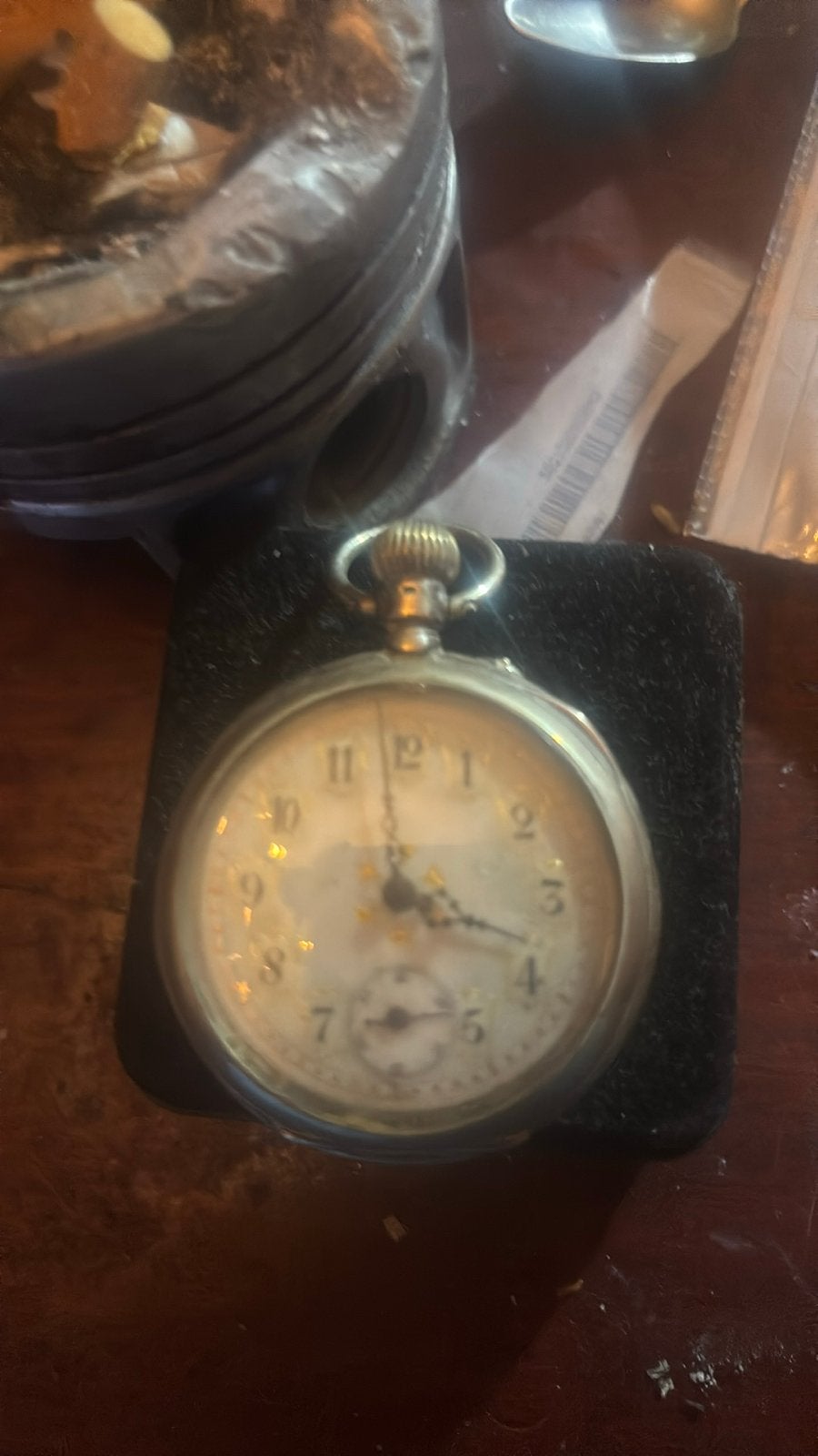 Antiek Zilveren Zakhorloge met Unieke Gravering, Ophalen, Zakhorloge, 1900 tot 1930, Omega