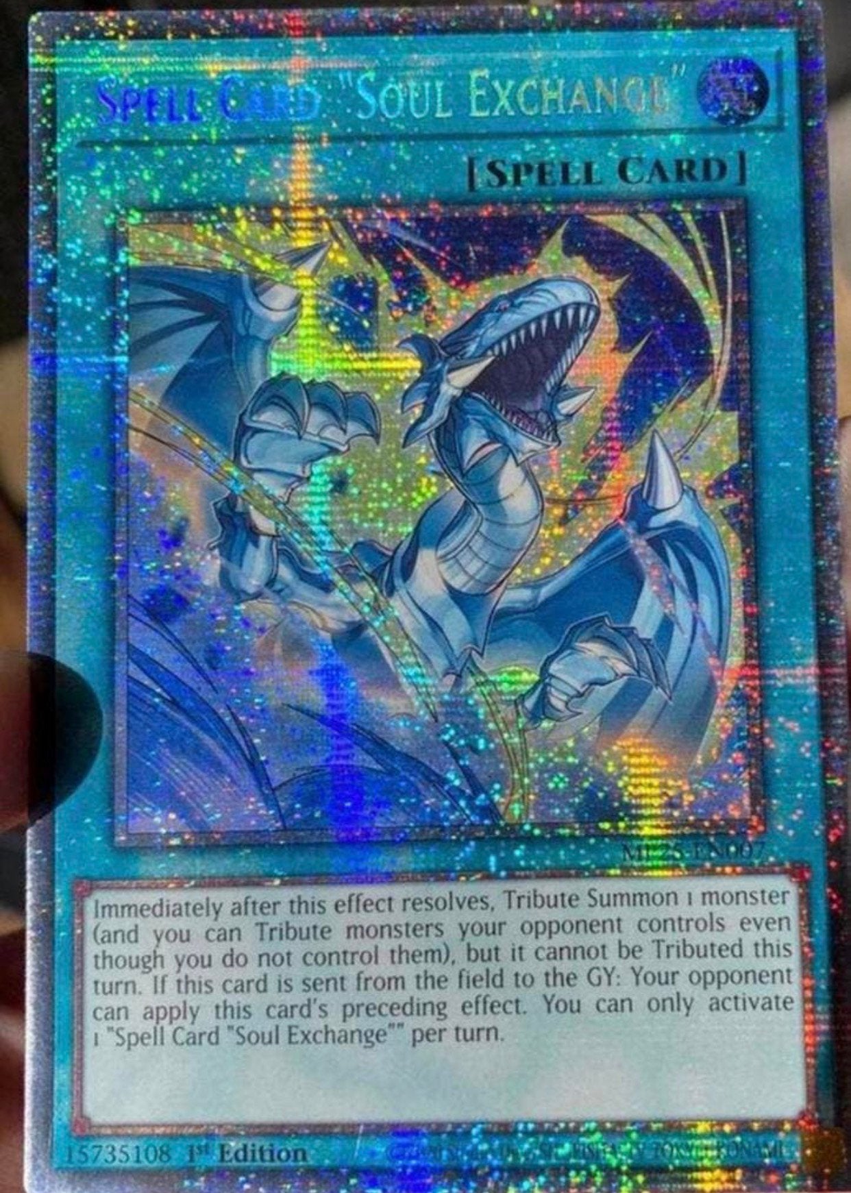 Yu-Gi-Oh! Spell Card “Soul Exchange” MP25 1st Starlight Rare, Ophalen of Verzenden, Zo goed als nieuw, Losse kaart, Foil