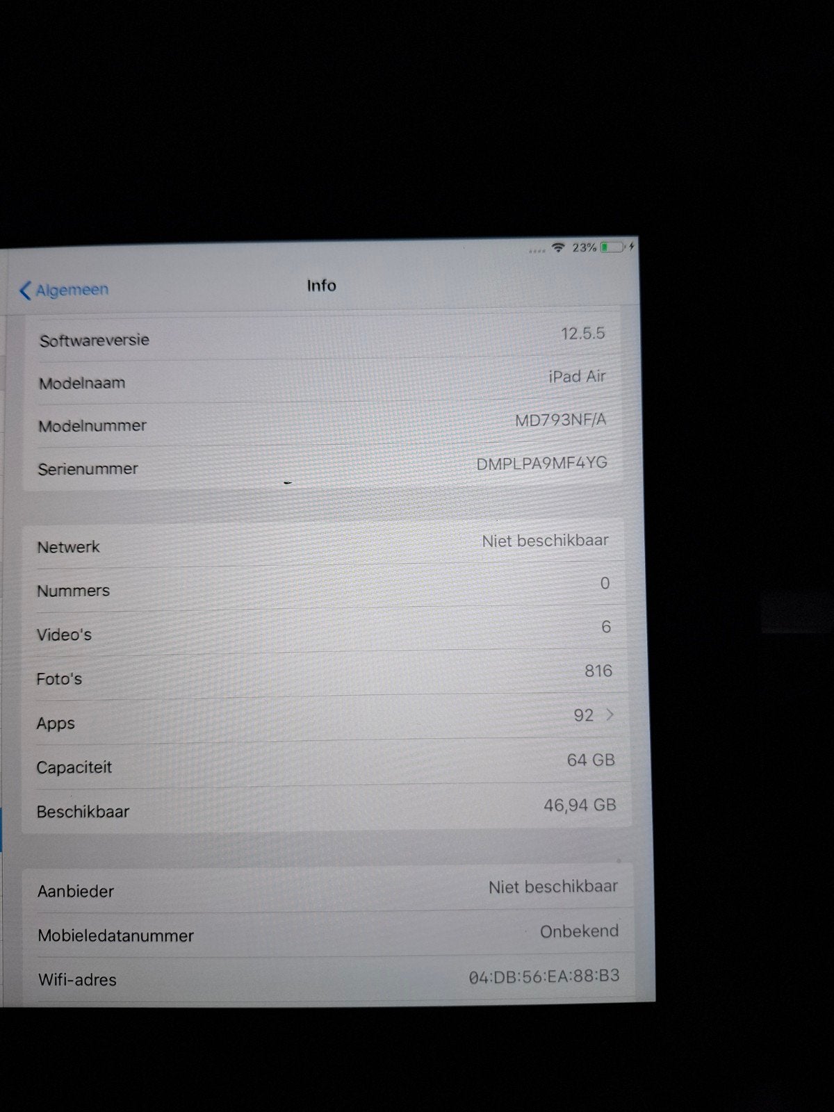 Apple iPad Air 1e generatie 64GB Wi-Fi, Computers en Software, Apple iPads, 10 inch, Gebruikt, Apple iPad Air, Ophalen of Verzenden