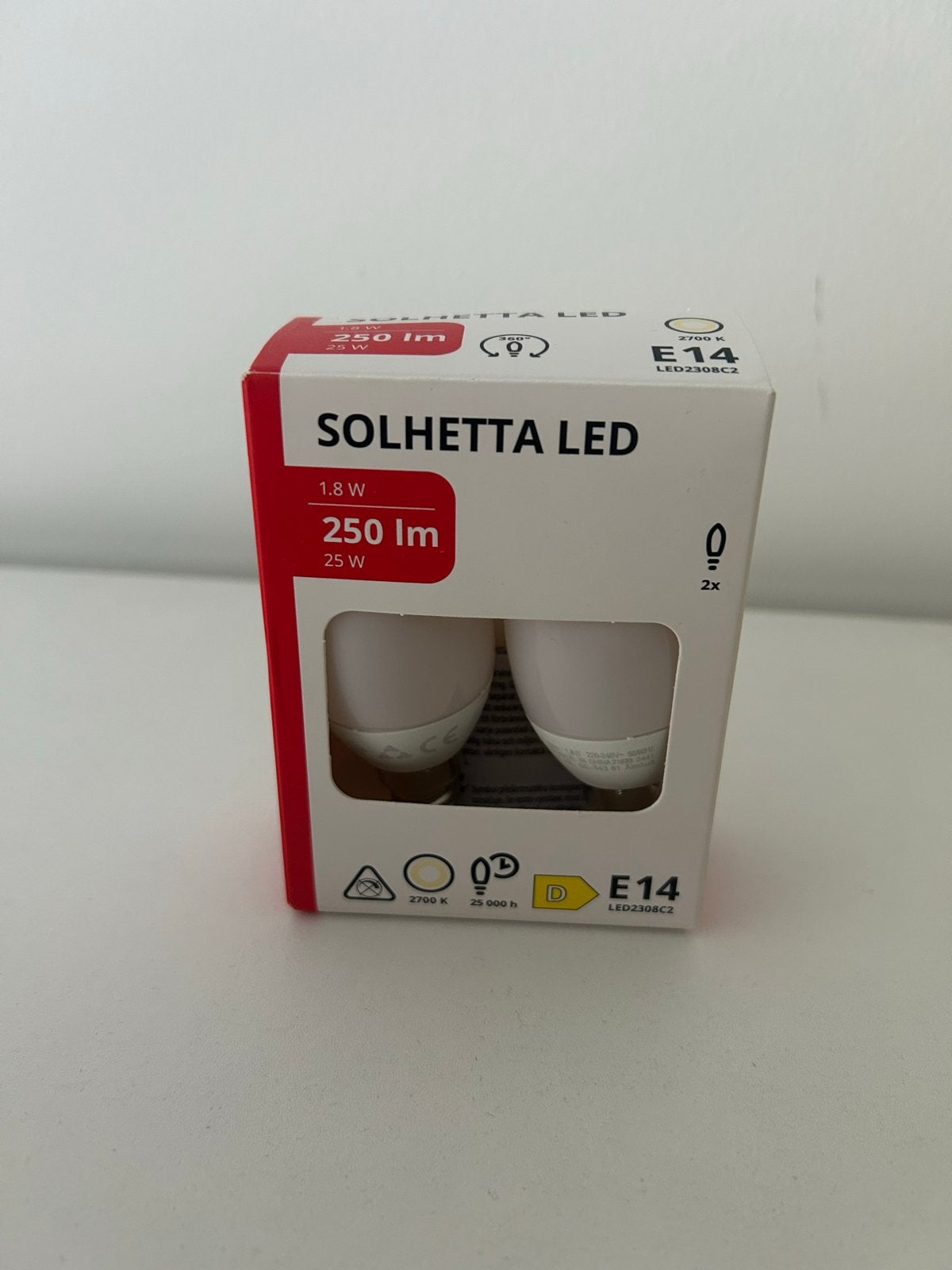 IKEA Solhetta LED E14 250lm (2 stuks), Ophalen, Led-lamp, E14 (klein), Nieuw