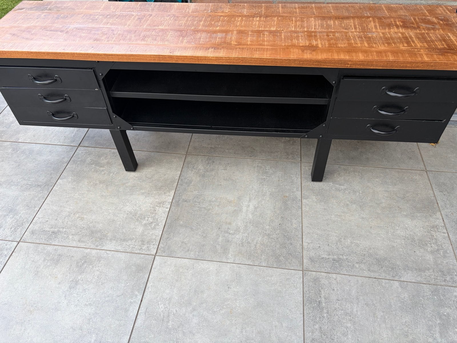 Industrieel dressoir  lmet lades en opbergruimte, Ophalen, Gebruikt, 75 cm of meer, Metaal