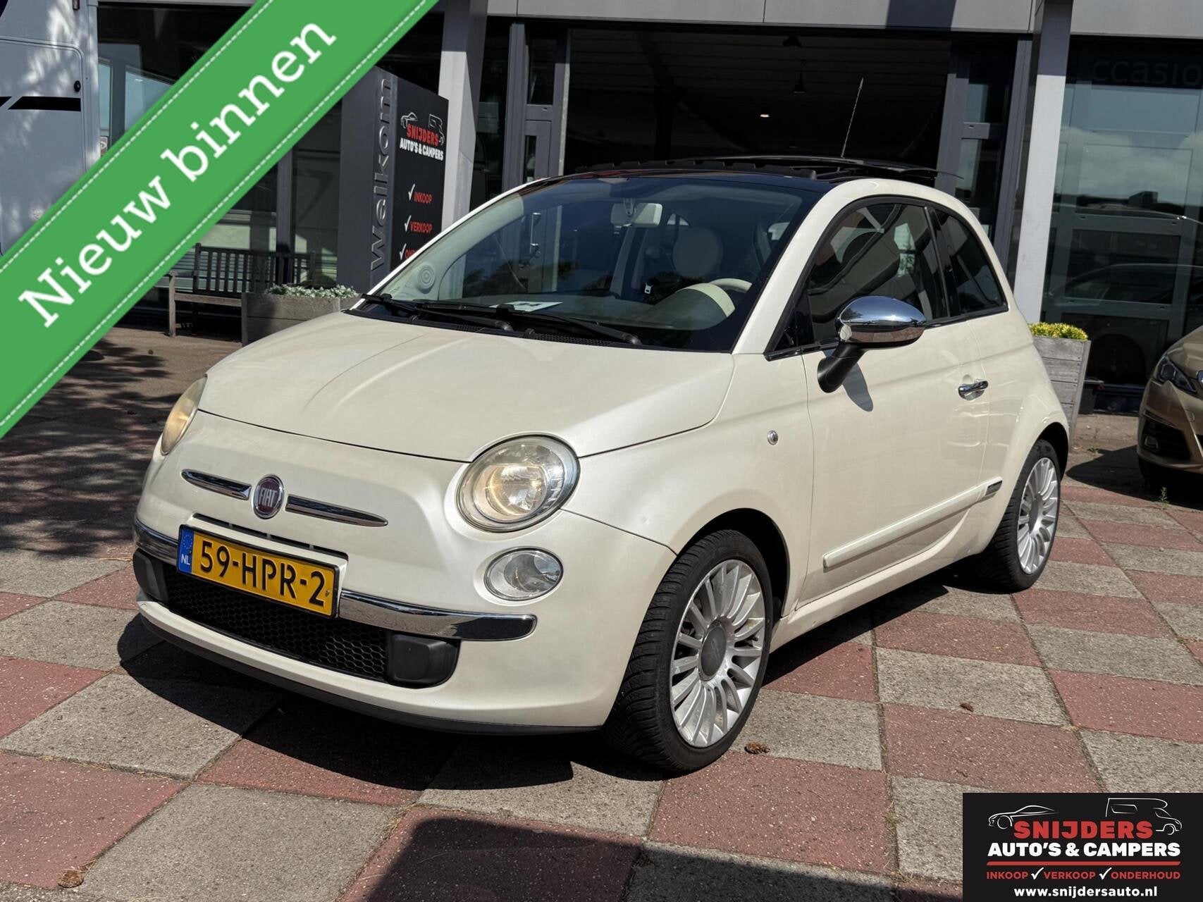 Fiat 500 1.2 Lounge met leer en opendak, Gebruikt, 1242 cc, 4 cilinders, 840 kg