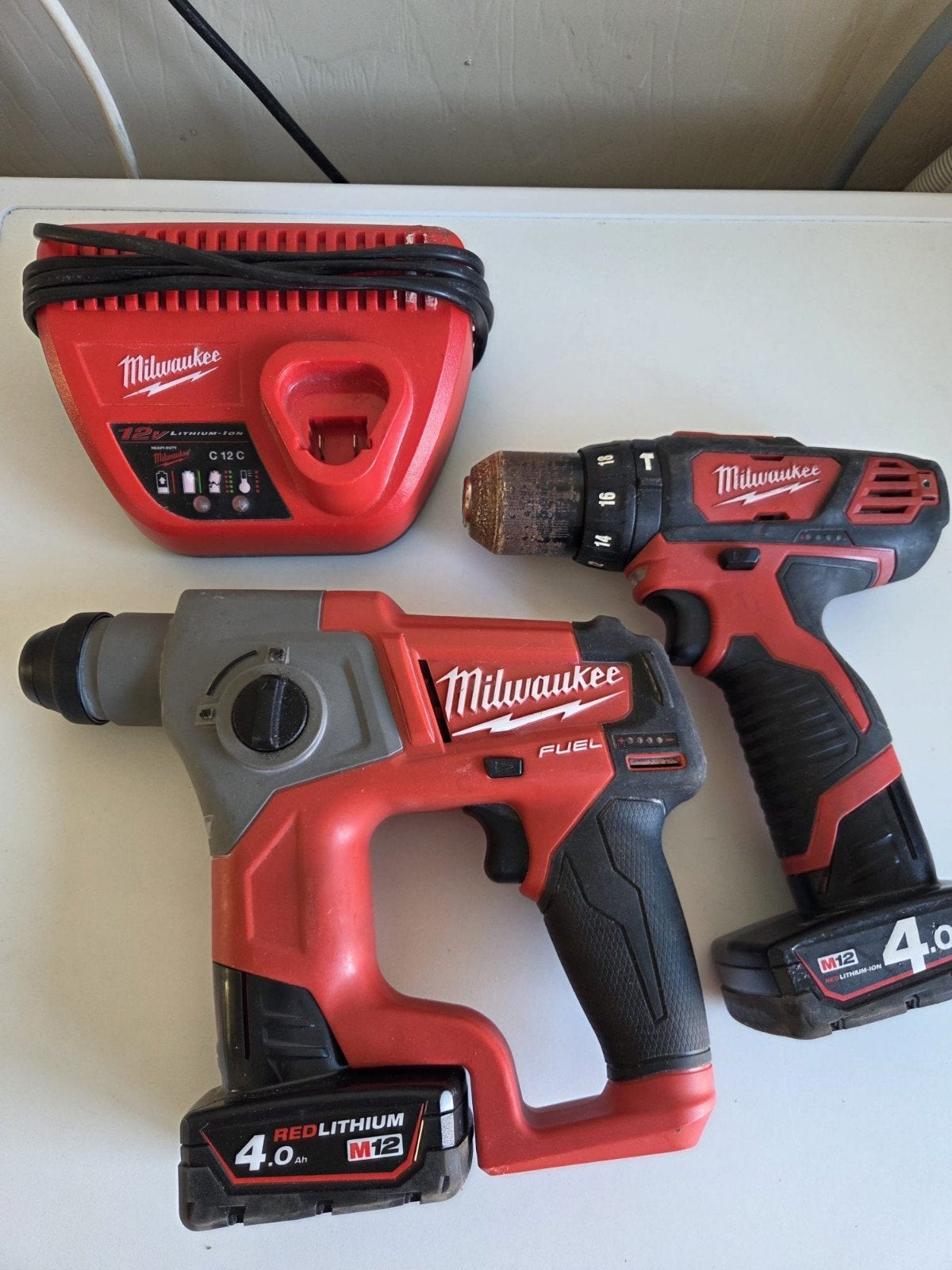 milwaukee combihamer + schroeftol.m12, Doe-het-zelf en Verbouw, Gereedschap | Boormachines, Ophalen of Verzenden, Boor- en/of Breekhamer