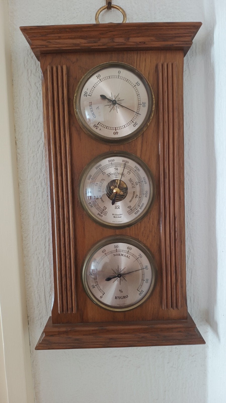 Vintage Weerstation met Barometer, Thermometer, Hygrometer, Ophalen of Verzenden, Gebruikt, Weerstation