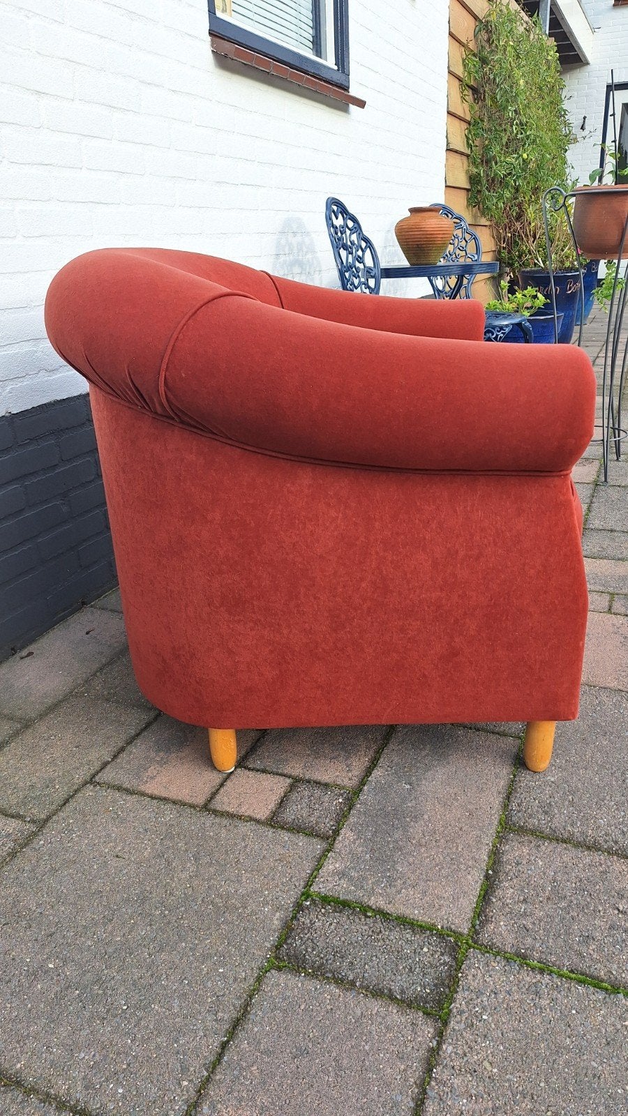 comfortabele oranje/rode stoel, Ophalen, Gebruikt, 75 tot 100 cm, 75 tot 100 cm