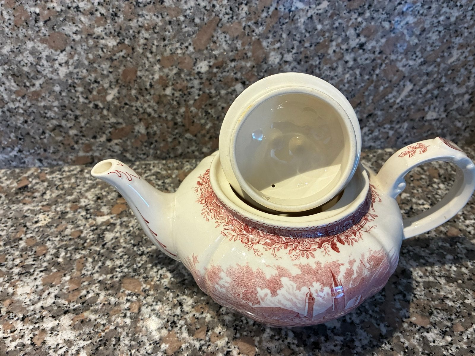 Villeroy & Boch Burgenland theepot, rood/wit, vintage, Huis en Inrichting, Keuken | Servies, Ophalen of Verzenden