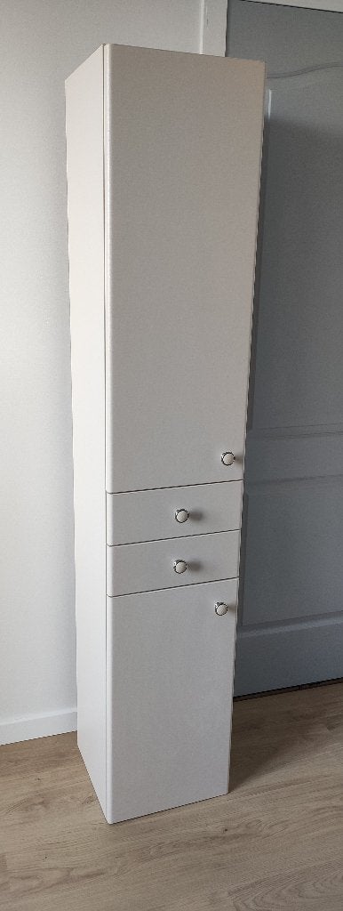 Witte badkamer kolomkast 35x32x179 cm - 2 deuren + 2 lades, Ophalen, (Half)hoge kast, Minder dan 50 cm, Gebruikt