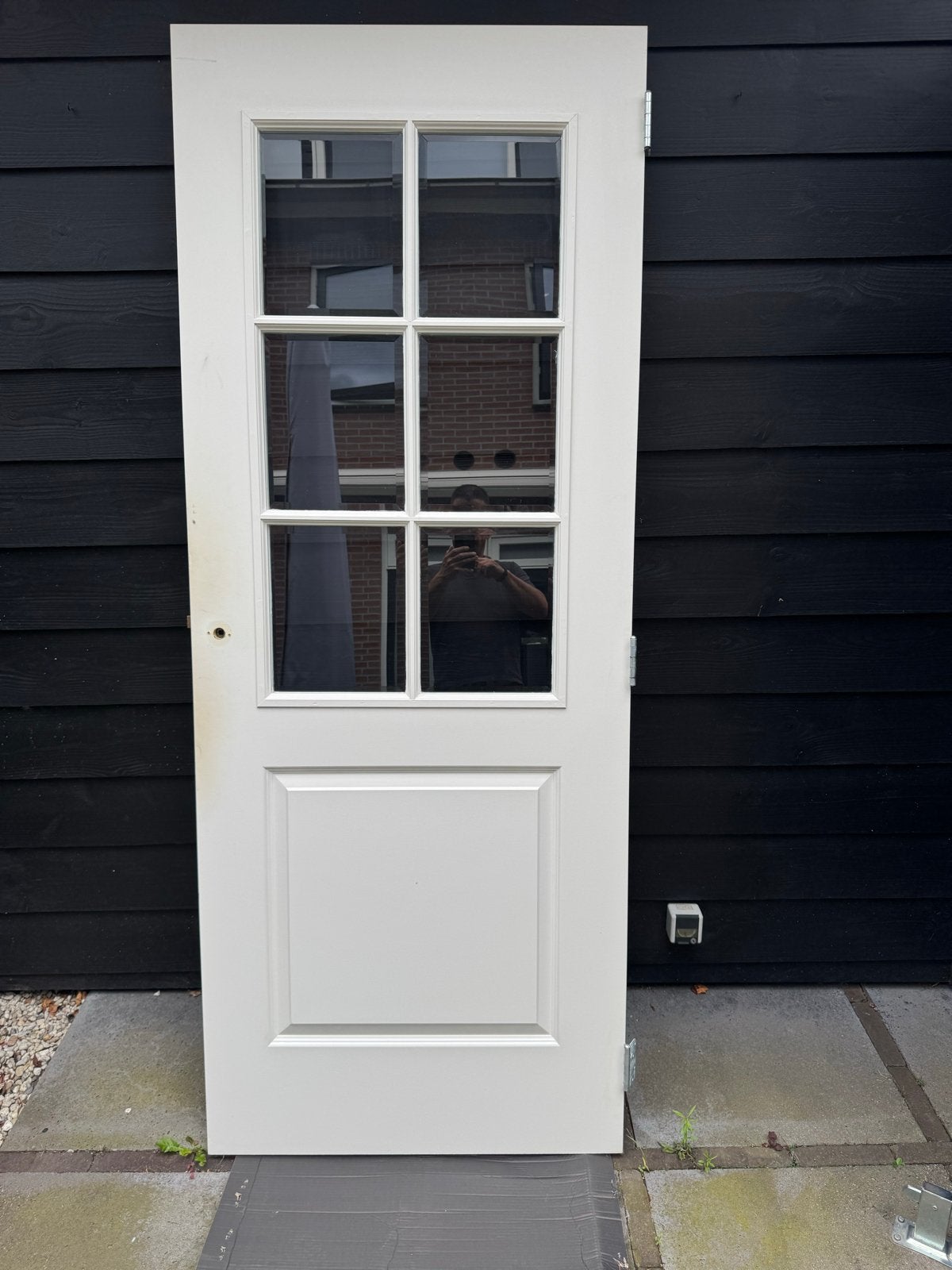 Skantrea stompe deur met facetglas, Doe-het-zelf en Verbouw, Deuren en Horren, Ophalen, Gebruikt, 80 tot 100 cm, Binnendeur
