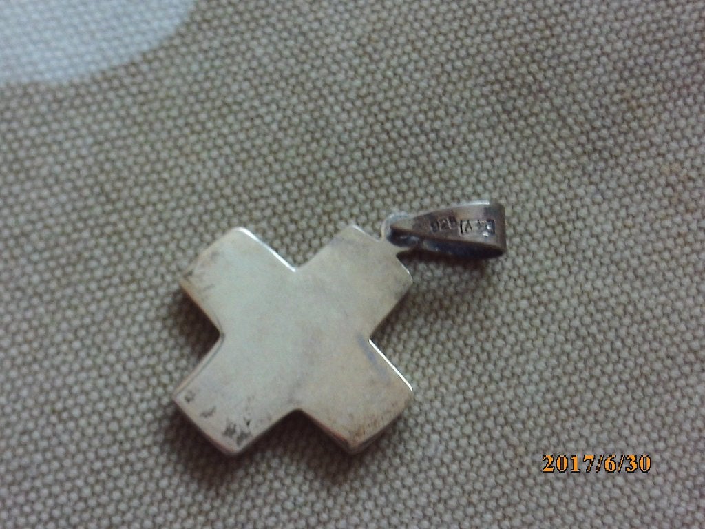 zilveren kruisje cq hanger zilverteken 925 A Franse lelie F, Ophalen of Verzenden, Zilver