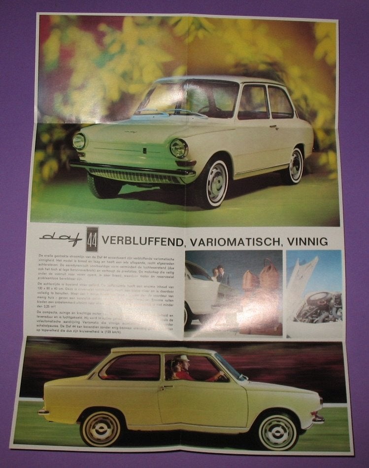 Folder DAF 44 Variomatic A5 formaat ZGAN 1966 autofolder, Ophalen of Verzenden, Zo goed als nieuw, Overige merken, DAF