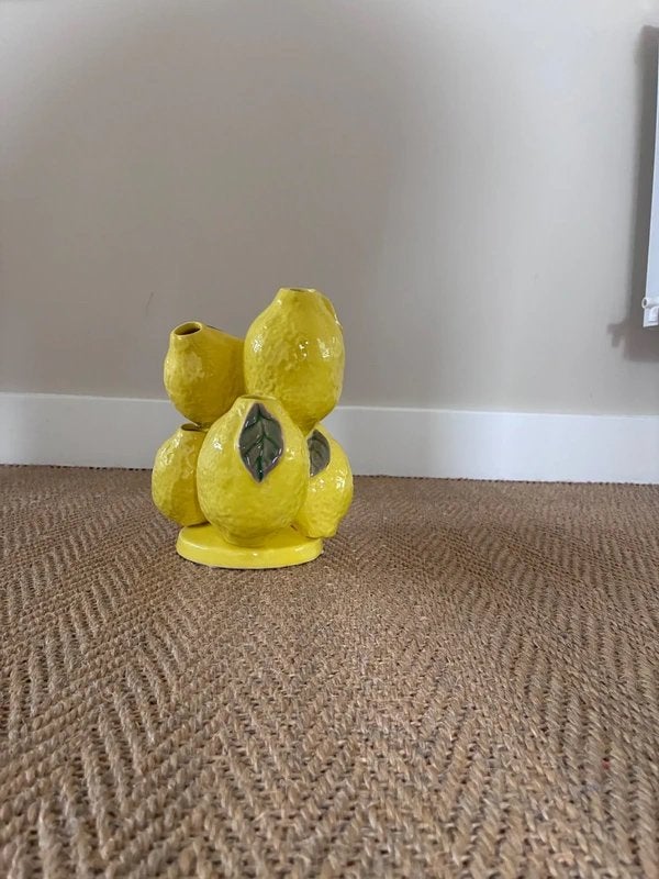 Vrolijke Citroen Vaas/Decoratie - Les Pots - 20 cm, Ophalen of Verzenden, Nieuw, Geel, Steen/keramiek