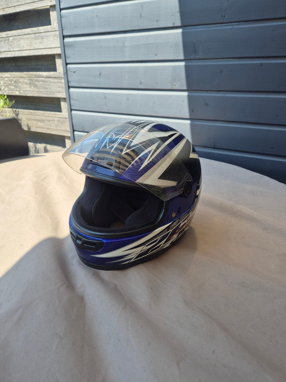 Mooie blauwe integraalhelm, maat M, Motoren, M, Dames, Integraalhelm, Tweedehands
