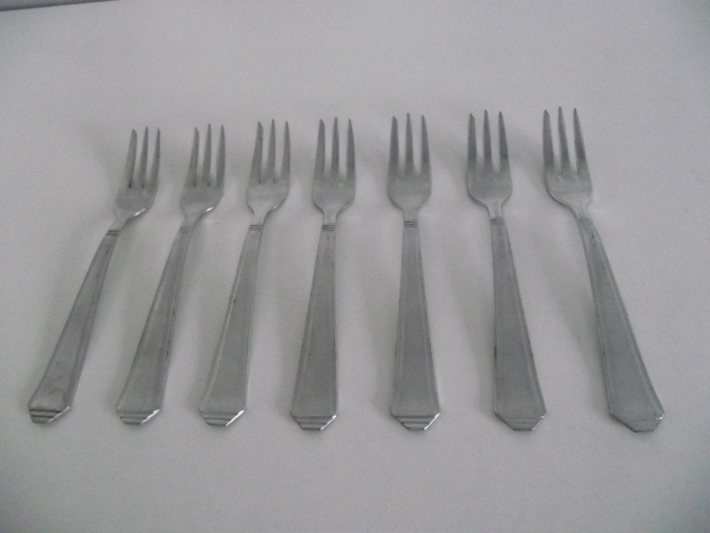 7 vintage taartvork Art deco trapje 12 cm Elwezetta 1950 p s, Ophalen of Verzenden
