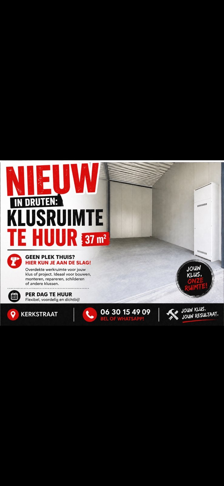 Klusruimte te huur in Druten - 37m², Ophalen of Verzenden, Nieuw