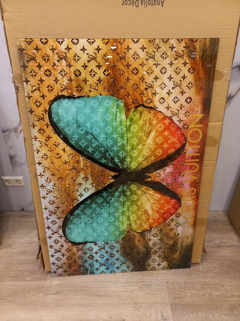 Modern Schilderij Vlinder Louis Vuitton Stijl, Antiek en Kunst, Kunst | Schilderijen | Modern, Ophalen of Verzenden
