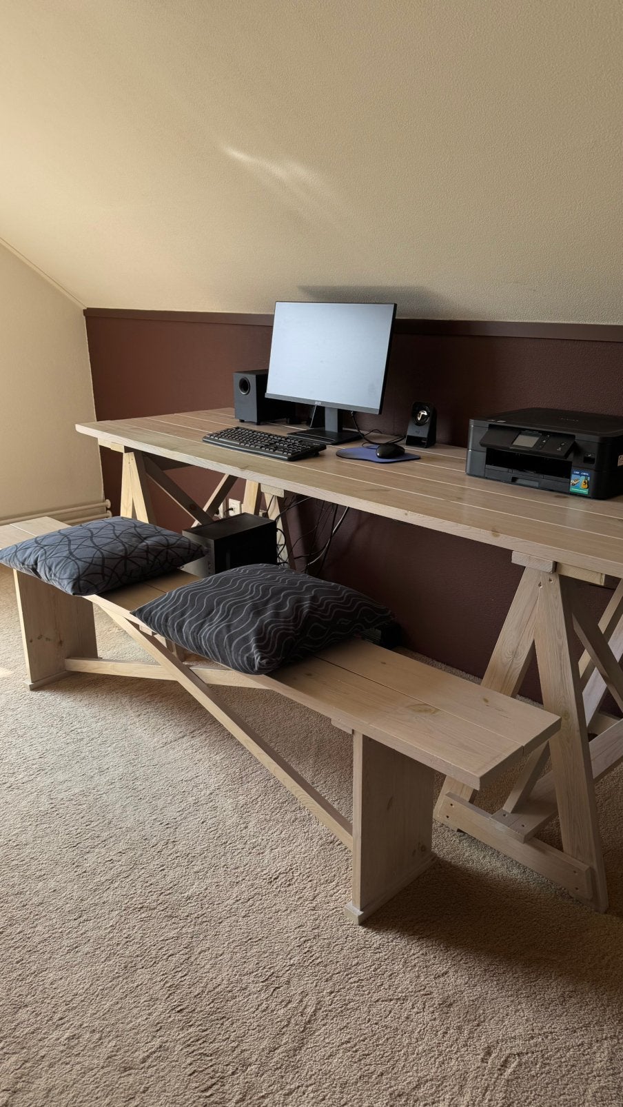 Bureau schragentafel eettafel tuintafel, Huis en Inrichting, Bureaus, Ophalen, Gebruikt, Hout, 70 cm