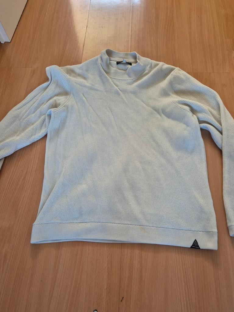 Stijlvolle lichtgrijze geribbelde trui - Maat XXL, Kleding | Heren, Truien en Vesten, Onbekend, Overige maten, Ophalen of Verzenden
