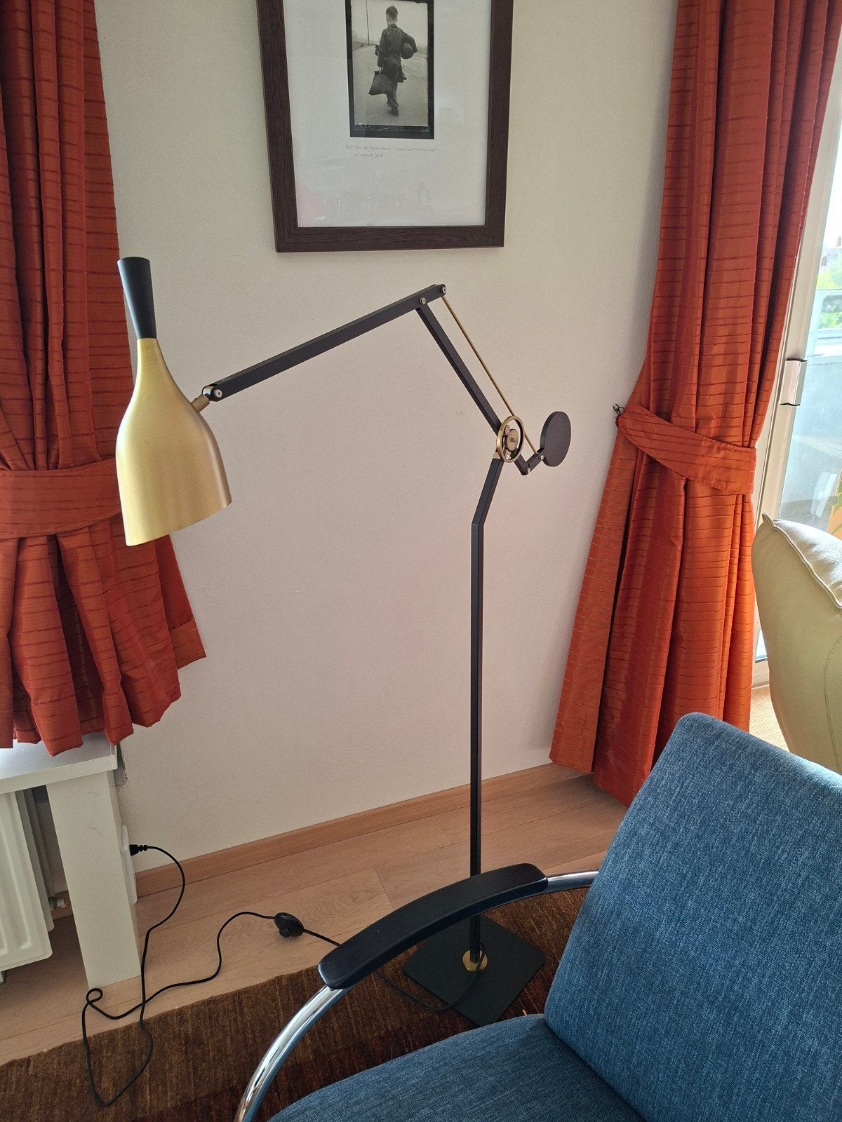 Staande lamp/leeslamp, koperkleurig, Ophalen, E27 (groot), Zo goed als nieuw, Metaal