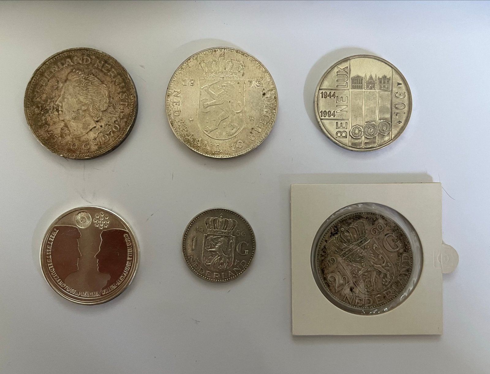 Lot zilveren munten: Tientjes, Gulden, Rijksdaalder, Koningin Juliana, Setje, Zilver, Overige waardes
