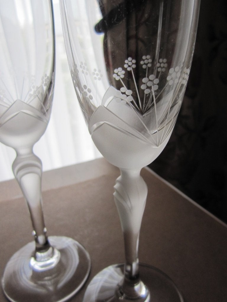 Vier prachtige champagne flutes - Lednicke Rovne kristal, Verzenden