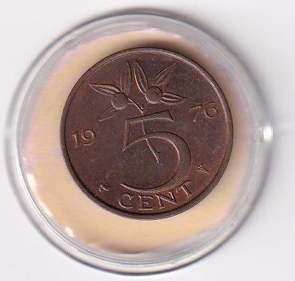 5 Cent 1976 Zeer fraai met diverse Muntkleuren, Postzegels en Munten, Munten | Nederland, Verzenden, Koningin Juliana, 5 cent
