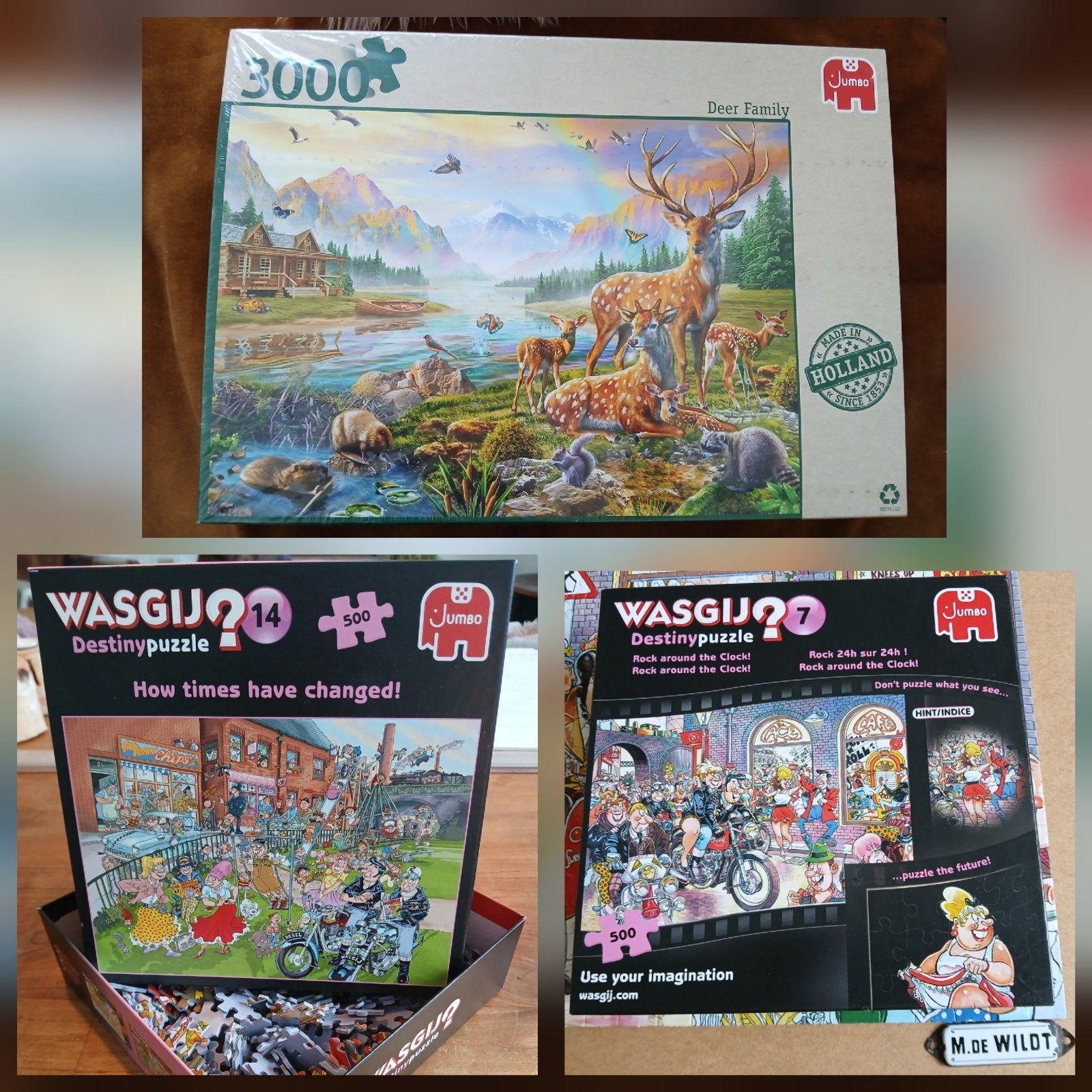 3 puzzels: Wasgij en Jumbo / 500 + 3000 stukjes, Ophalen of Verzenden, 500 t/m 1500 stukjes, Zo goed als nieuw, Legpuzzel