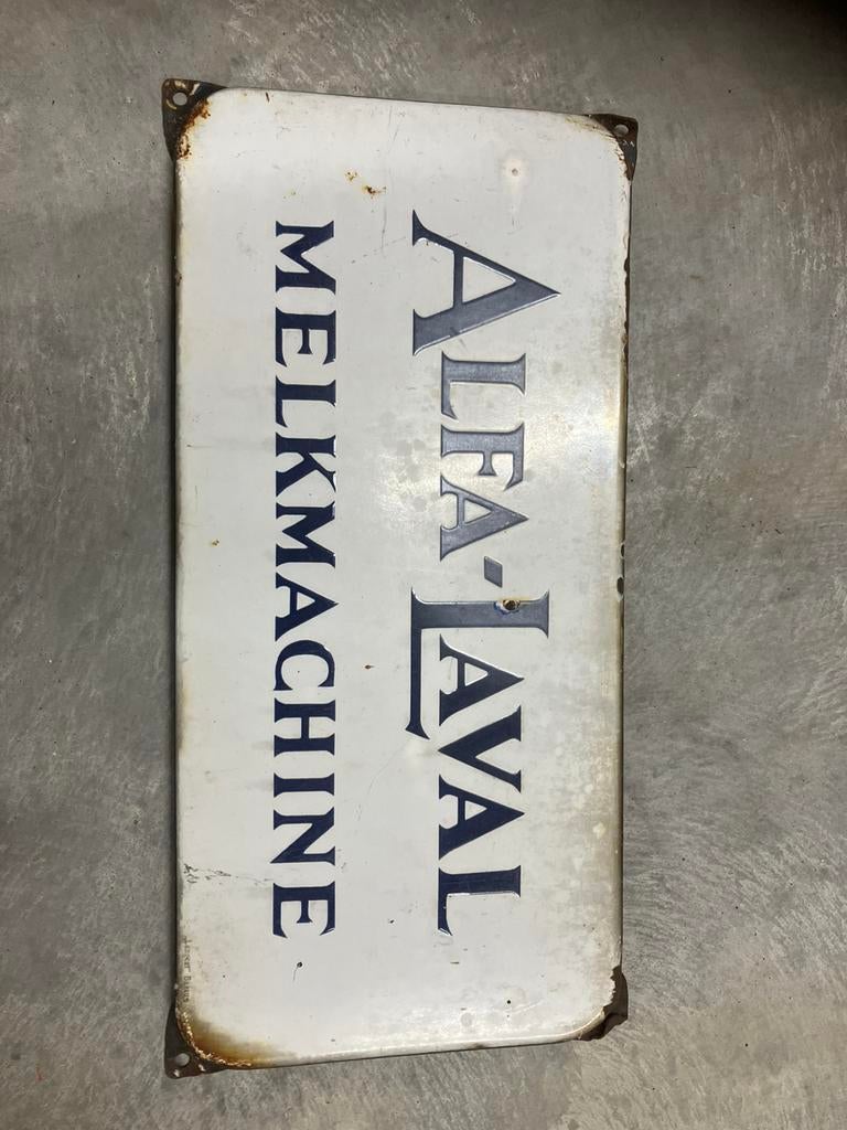 Mooi Alfa-Laval melkmachine bordje geëmailleerd  Retro, Antiek en Kunst, Antiek | Emaille, Ophalen of Verzenden