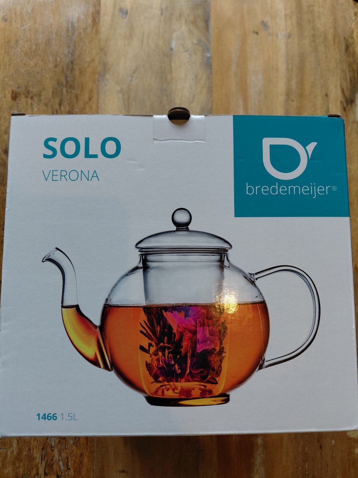 Bredemeijer Solo Verona Glazen Theepot 1.5L (Gebruikt), Huis en Inrichting, Ophalen