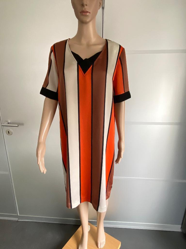 K105 Scotch & Soda mt M=38/40 jurk Beige/bruin/oranje/zwart, Maat 38/40 (M), Bruin, Scotch & Soda, Ophalen of Verzenden