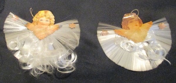 2 antieke kerst engeltjes gesponnen glas spun glass, Verzenden